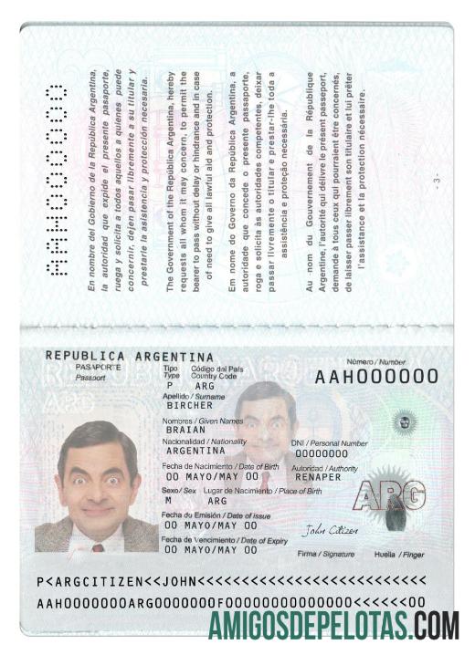 Argentina Novo Passaporte 2022 Presente baixar para verificação